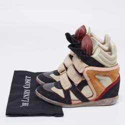 Pre Owned Isabel Marant Multicolor Suede And Leather Bekett Wedge High Top Sneakers Size 39