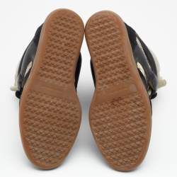Pre Owned Isabel Marant Multicolor Suede And Python Embossed Leather Beckett Wedge High Top Sneakers Size 37