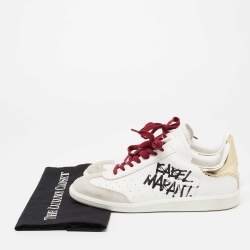 Pre Owned Isabel Marant Tri-Color Perforated Leather and Suede Printed Logo Low-Top Sneakers Size 41