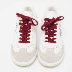 Pre Owned Isabel Marant Tri-Color Perforated Leather and Suede Printed Logo Low-Top Sneakers Size 41