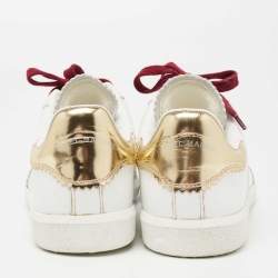 Pre Owned Isabel Marant Tri-Color Perforated Leather and Suede Printed Logo Low-Top Sneakers Size 41