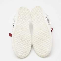 Pre Owned Isabel Marant Tri-Color Perforated Leather and Suede Printed Logo Low-Top Sneakers Size 41