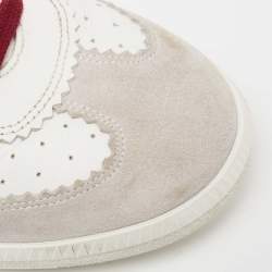 Pre Owned Isabel Marant Tri-Color Perforated Leather and Suede Printed Logo Low-Top Sneakers Size 41