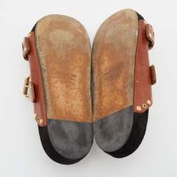Pre Owned Isabel Marant Brown Leather Buckle Detail Flats Size 38