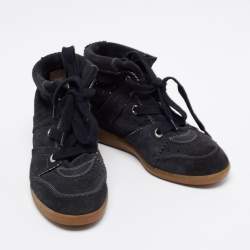 Isabel Marant Black Suede Bobby Wedge Sneakers Size 38