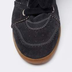 Isabel Marant Black Suede Bobby Wedge Sneakers Size 38
