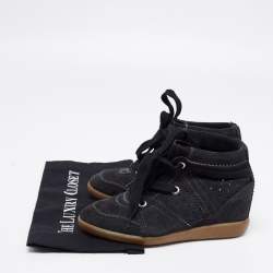 Isabel Marant Black Suede Bobby Wedge Sneakers Size 38