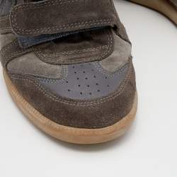 Pre Owned Isabel Marant Grey/Brown Suede And Leather Bekett Wedge Sneakers Size 39