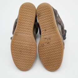 Pre Owned Isabel Marant Grey/Brown Suede And Leather Bekett Wedge Sneakers Size 39