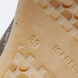 Pre Owned Isabel Marant Grey/Brown Suede And Leather Bekett Wedge Sneakers Size 39