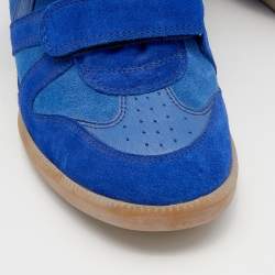 Pre Owned Isabel Marant Blue Suede And Leather Bekett Wedge Sneakers Size 39
