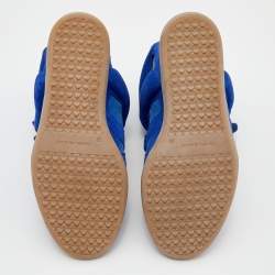 Pre Owned Isabel Marant Blue Suede And Leather Bekett Wedge Sneakers Size 39