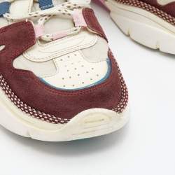 Pre Owned Isabel Marant Multicolor Leather and Suede Kindsay Low Top Sneakers Size 38