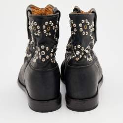 Pre Owned Isabel Marant Black Leather Embellished Ankle Boots Size 39