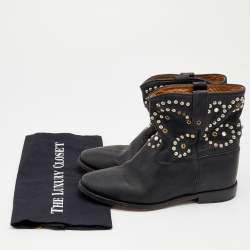 Pre Owned Isabel Marant Black Leather Embellished Ankle Boots Size 39