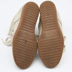 Pre Owned Isabel Marant Cream Perforated Suede Wedge Sneakers Size 38