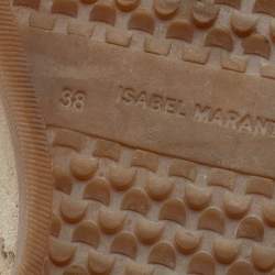 Pre Owned Isabel Marant Cream Perforated Suede Wedge Sneakers Size 38