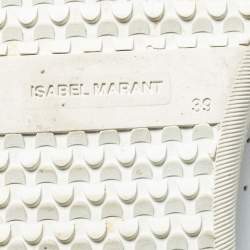 Pre Owned Isabel Marant White/Gold Leather And Suede Étoile Beth Graffiti Low Top Sneakers Size 39