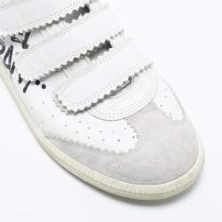 Pre Owned Isabel Marant White/Gold Leather And Suede Étoile Beth Graffiti Low Top Sneakers Size 39