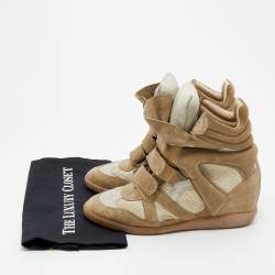 Pre Owned Isabel Marant Grey Suede and Leather Bekett Wedge High Top Sneakers Size 41