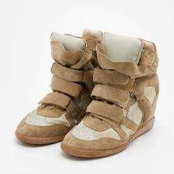 Pre Owned Isabel Marant Grey Suede and Leather Bekett Wedge High Top Sneakers Size 41