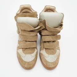 Pre Owned Isabel Marant Grey Suede and Leather Bekett Wedge High Top Sneakers Size 41