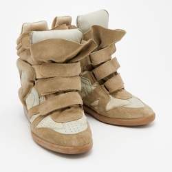 Pre Owned Isabel Marant Grey Suede and Leather Bekett Wedge High Top Sneakers Size 41