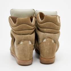 Pre Owned Isabel Marant Grey Suede and Leather Bekett Wedge High Top Sneakers Size 41