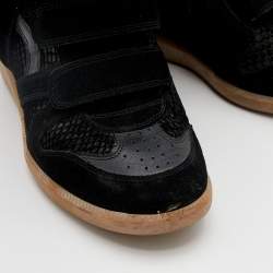 Pre Owned Isabel Marant Black Suede And Leather Bekett High Top Wedge Sneakers Size 41