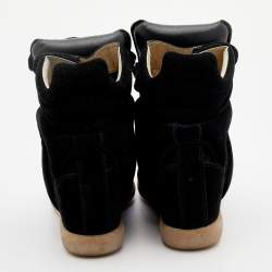 Pre Owned Isabel Marant Black Suede And Leather Bekett High Top Wedge Sneakers Size 41