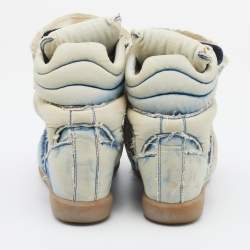 Pre Owned Isabel Marant Two Tone Denim Bekett Wedge Sneakers Size 41