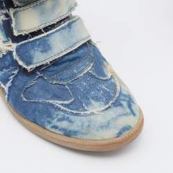 Pre Owned Isabel Marant Two Tone Denim Bekett Wedge Sneakers Size 41