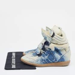 Pre Owned Isabel Marant Two Tone Denim Bekett Wedge Sneakers Size 41