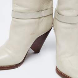 Isabel Marant Grey Leather Fringe Detail Loffen Ankle Length Boots Size 37