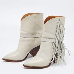 homoseksueel Gloed Scheiden Isabel Marant Grey Leather Fringe Detail Loffen Ankle Length Boots Size 37 Isabel  Marant | TLC