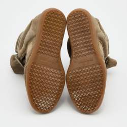 Pre Owned Isabel Marant Olive Green/Brown Suede And Leather Bekett Wedge Sneakers Size 38