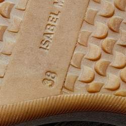 Pre Owned Isabel Marant Olive Green/Brown Suede And Leather Bekett Wedge Sneakers Size 38