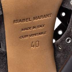 Pre Owned Isabel Marant Grey Eyelet Suede Anaid Cross Strap Wrap Around Sandals Size 40