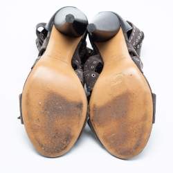 Pre Owned Isabel Marant Grey Eyelet Suede Anaid Cross Strap Wrap Around Sandals Size 40