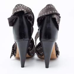 Pre Owned Isabel Marant Grey Eyelet Suede Anaid Cross Strap Wrap Around Sandals Size 40