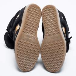Pre Owned Isabel Marant Beige/Black Canvas And Suede Beckett Wedge Sneakers Size 38