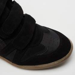 Pre Owned Isabel Marant Black Suede And Leather Bekett Wedge Sneakers Size 38