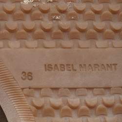 Pre Owned Isabel Marant Olive Green Suede Bobby Wedge Sneakers Size 36