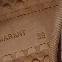 Pre Owned Isabel Marant Brown/Burgundy Suede And Leather Bekett Wedge Sneakers Size 39