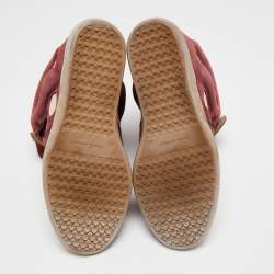 Pre Owned Isabel Marant Brown/Burgundy Suede And Leather Bekett Wedge Sneakers Size 39