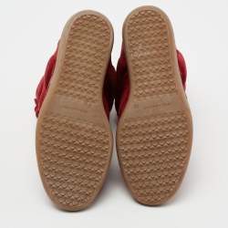 Pre Owned Isabel Marant Red Suede And Leather Bekett Wedge Sneakers Size 38