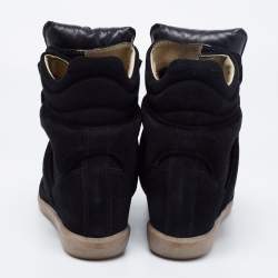 Pre Owned Isabel Marant Black Suede And Leather Bekett High Top Sneakers Size 35