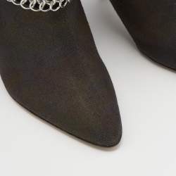 Pre Owned Isabel Marant Multicolor Canvas and Leather Knee Length Boots Size 40