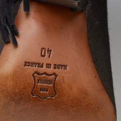 Pre Owned Isabel Marant Multicolor Canvas and Leather Knee Length Boots Size 40