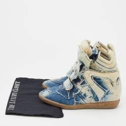 Pre Owned Isabel Marant Blue/White Denim Bekett Wedge Sneakers Size 40